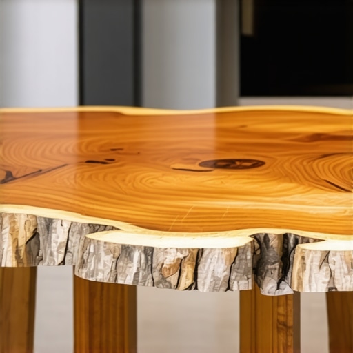 A handmade coffee table made of recycled countertop material in a modern interior.