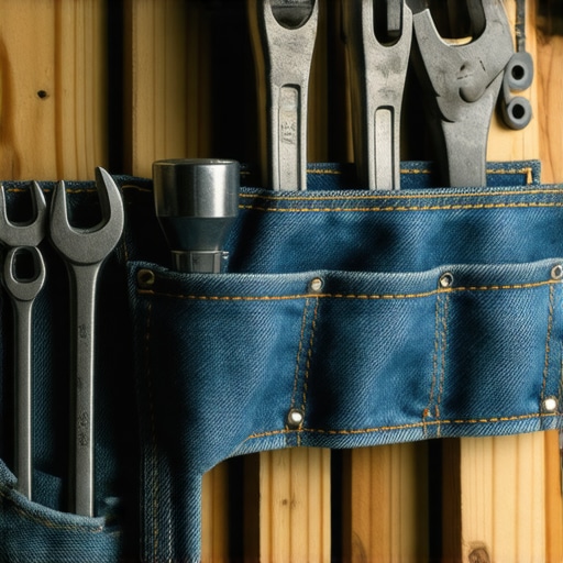 Torba za alat napravljena od starih farmerki na radnom stolu