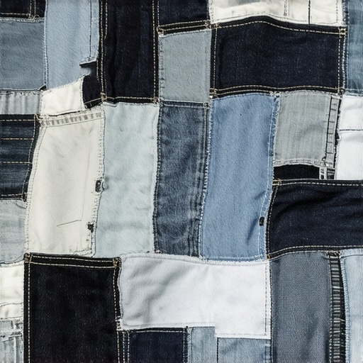 DIY Waterproof Denim Dog Bed Construction Close up of a durable dog bed sewn from old blue jeans and waterproof material