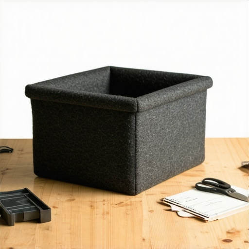 Ručno pravljena kutija za odlaganje od recikliranog ćebeta sa vidljivim šavovima