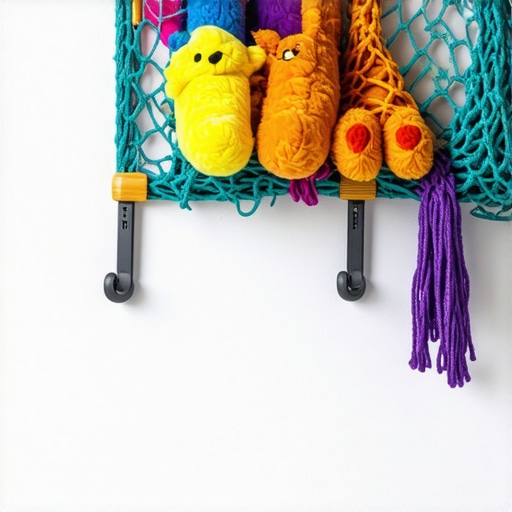 Ručno rađena mrežasta polica za igračke sa metalnim kukama