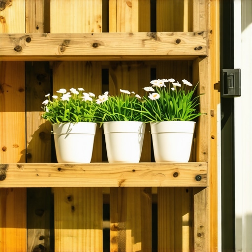DIY polica za cveće od paleta na balkonu Ručno rađena drvena polica od paleta za saksije na malom balkonu