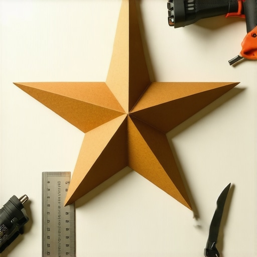 DIY proces izrade svetleće zvezde od kartona Alati za izradu praznične dekoracije od kartona na radnom stolu