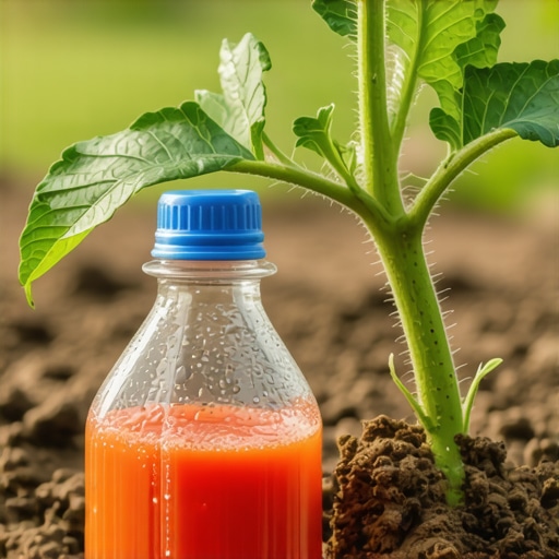 Plastična flaša u bašti služi za navodnjavanje korena biljke paradajza