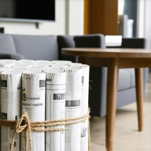 Ručno rađen tabure napravljen od recikliranih novina i kanapa