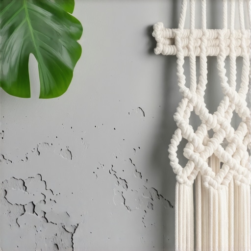 Krupni plan čvrstog kvadratnog čvora na držaču za saksije od pamuka