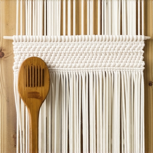 Makrame ogledalo sa pamučnim resicama i drvenim češljem