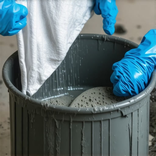 Dipping the towel into concrete slurry Hands dipping a cotton towel into concrete for a DIY flower pot project