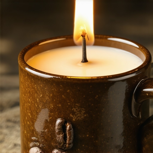 Ručno rađena sveća od sojinog voska i zrna kafe u keramičkoj šolji