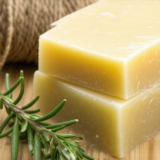 Ručno rađeni sapuni od maslinovog ulja na drvenoj podlozi sa ruzmarinom