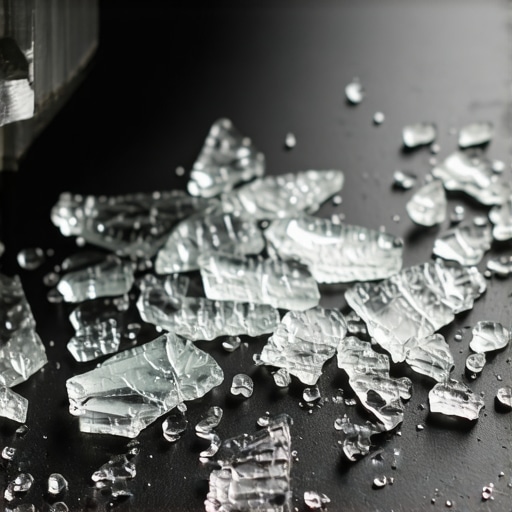 Prikaz pucanja kaljenog stakla na hiljade delova usled pokušaja bušenja