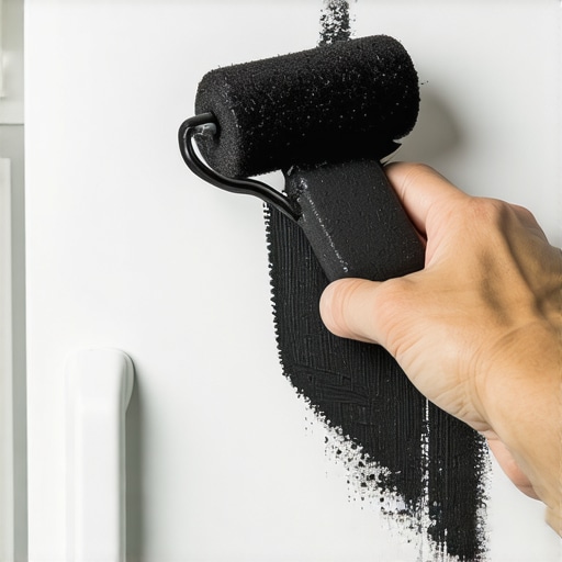 Postupak farbanja starog frižidera crnom bojom za školsku tablu pomoću valjka