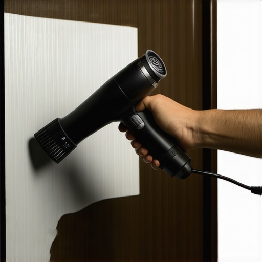 Feniranje kuhinjske folije za savršen finiš Osoba koristi fen i raklju za lepljenje folije na kuhinjski element bez mehurića