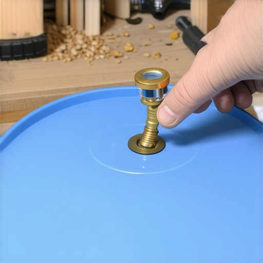 Mesingani ventil i teflon traka na plavom plastičnom buretu