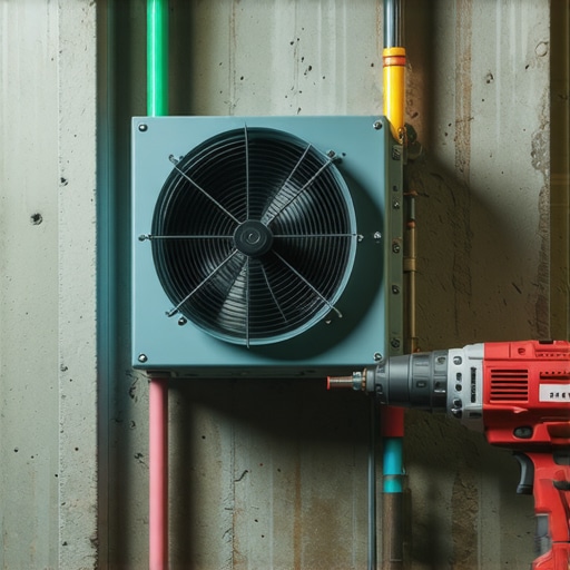 Majstor ugrađuje ventilator u betonski zid podruma