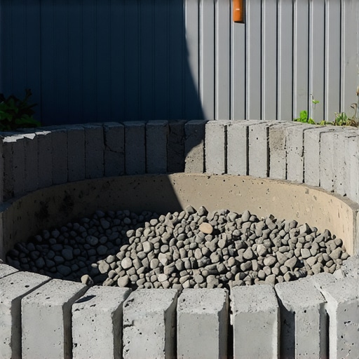 Izgradnja ognjišta od betonskih blokova Detaljan prikaz postavljanja prvog reda betonskih blokova za dvorišno ognjište.