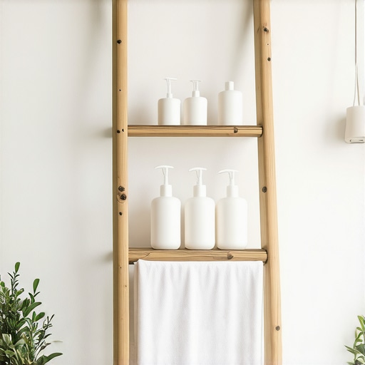 Kako organizovati kupatilo: Napravite policu od merdevina