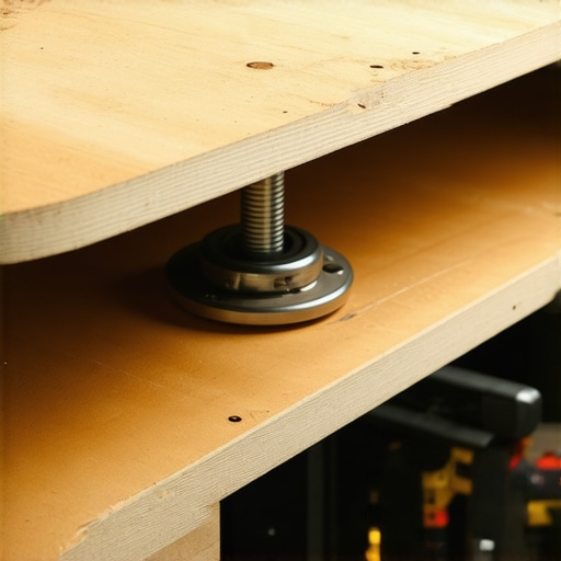 Čelični ležaj montiran na donju stranu drvene police za špajz