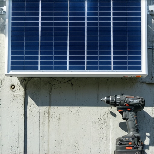 Instalacija solarnog panela pomoću bušilice na betonski zid garaže