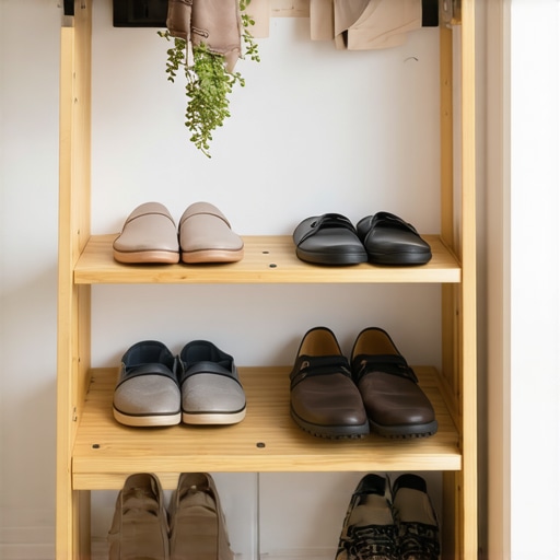 Napravite usku policu za cipele od drvenih letvica
