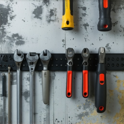 Organizacija alata magnetnom trakom u garaži Magnetna traka sa alatima u radionici