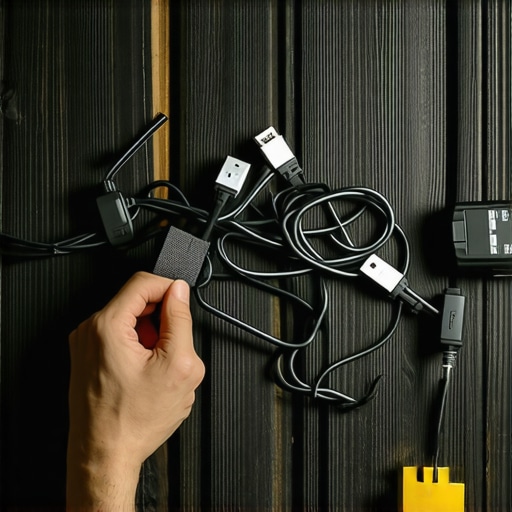 Haos sa starim kablovima na radnom stolu pre organizacije