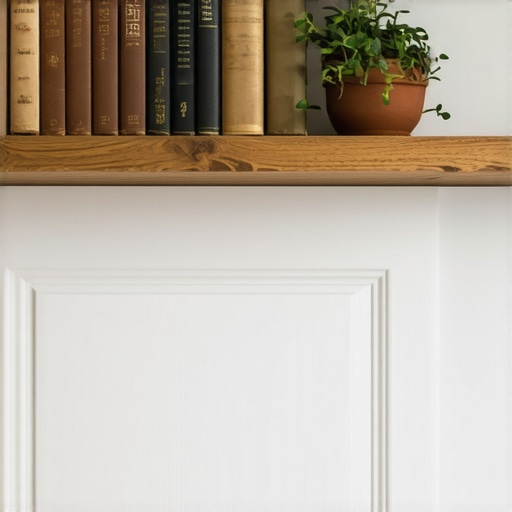 Polica od punog hrasta iznad vrata Majstorski izrađena polica od hrastovog drveta postavljena iznad sobnih vrata radi uštede prostora