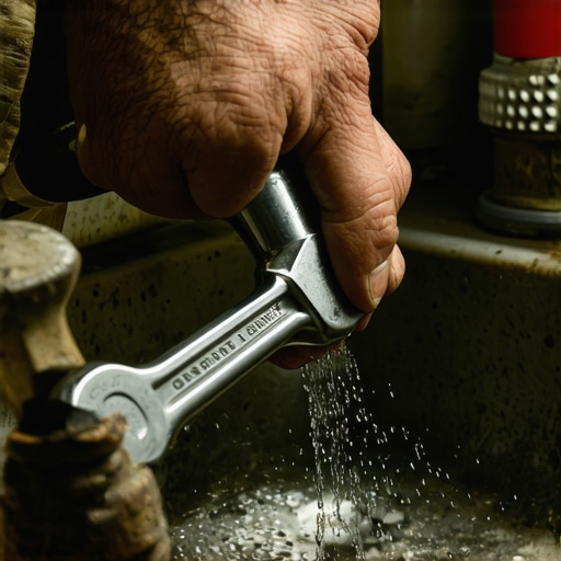 Ruke majstora kako francuskim ključem popravljaju slavinu koja curi