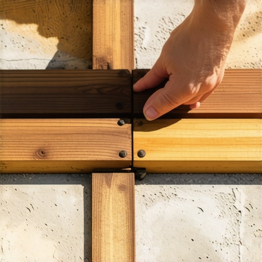 Postavljanje drvenih klik pločica na terasu Ruke majstora kako spajaju drvene podne pločice na betonskoj podlozi terase