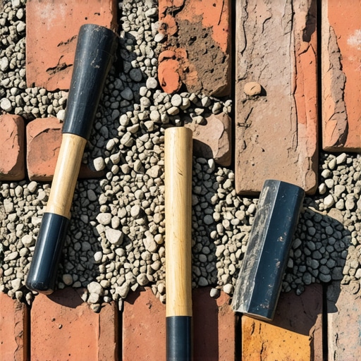 Postavljanje staze od stare cigle Radni proces izgradnje staze od cigle bez upotrebe betona sa alatima