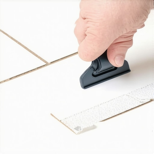 Osoba koristi špatulu za uklanjanje vazduha ispod kuhinjske nalepnice