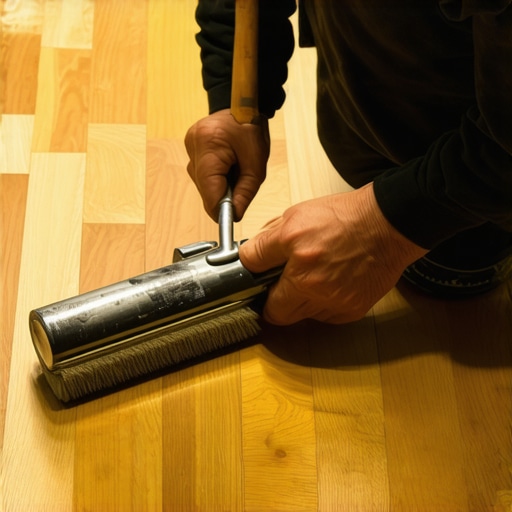 Pravilno nanošenje laka na parket Majstor nanosi zaštitni lak na drveni pod pomoću profesionalnog alata