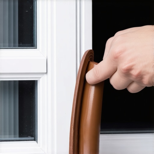 Detaljan prikaz lepljenja gumene trake na PVC prozor radi uštede energije