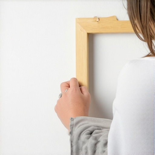 Ruke majstora postavljaju lepljivu traku na drveni ram slike