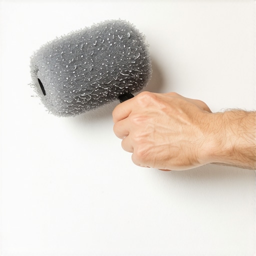 Pravilno pritiskanje samolepljivog panela valjkom Osoba koristi valjak za fiksiranje samolepljivog panela na zid iza kreveta