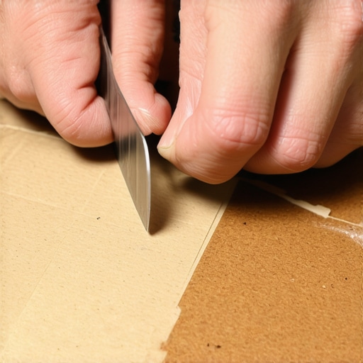 Precizno sečenje recikliranog kartona Ruke majstora kako skalpelom seku karton za zidnu dekoraciju