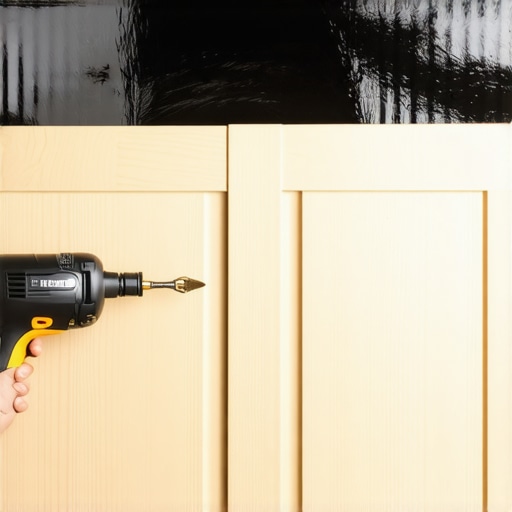 Osoba lepi crnu foliju na kuhinjski element pomoću fena i špatule