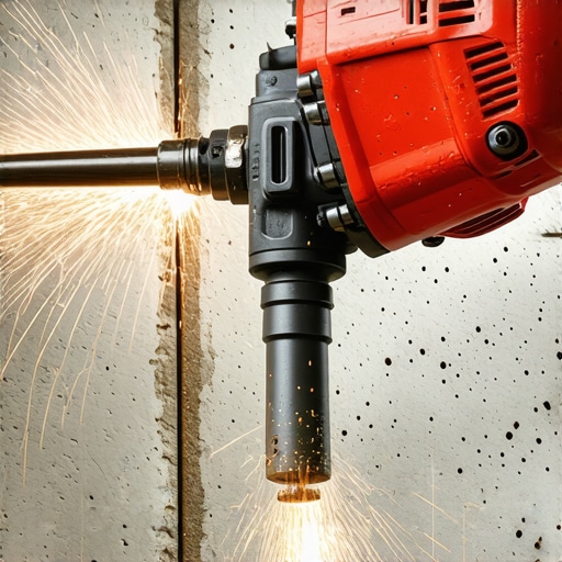 Profesionalna udarna bušilica u akciji 2026 Moderna udarna bušilica buši beton sa vidljivim detaljima mehanizma