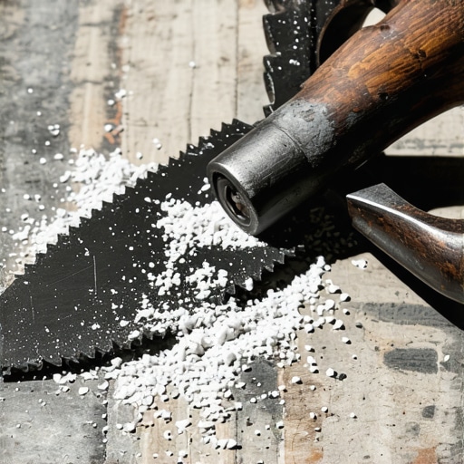 Krupni plan turpije koja oštri metalnu oštricu baštenskih makaza