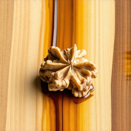 Orah utrljan u ogrebotinu na drvenom stolu