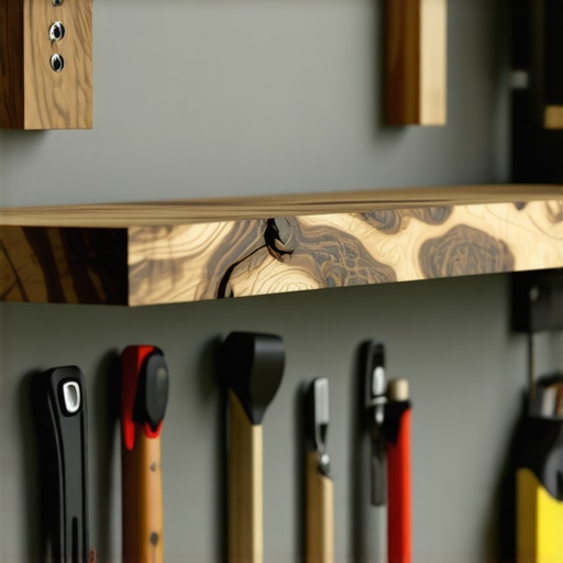 Detaljan prikaz lebdeće police od starog hrasta na zidu