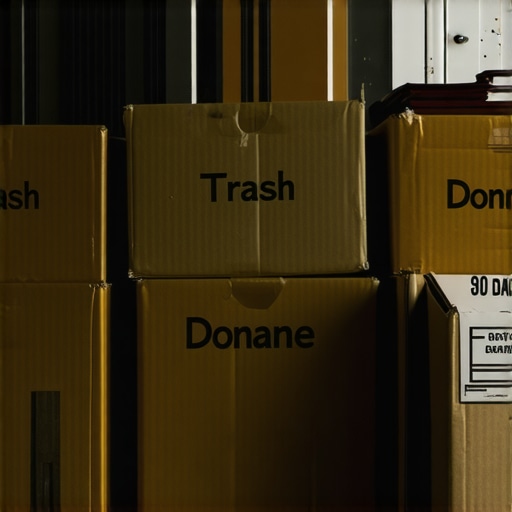 Tri kartonske kutije sa oznakama za sortiranje stvari u radionici