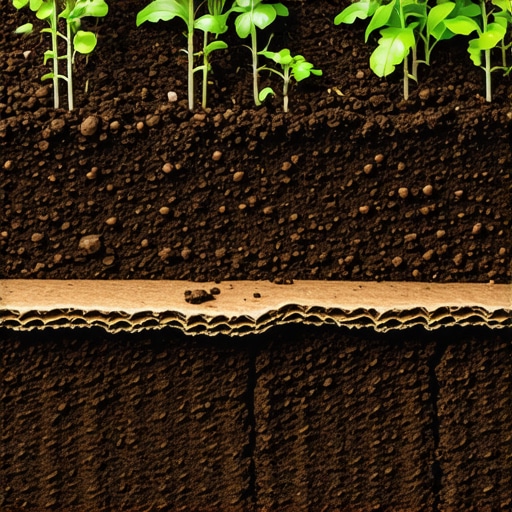 Detaljan prikaz slojeva kartona i komposta u bašti bez motike