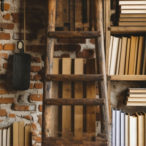 Stabilna polica za knjige od starih merdevina DIY polica za knjige napravljena od starih drvenih merdevina i dasaka u enterijeru