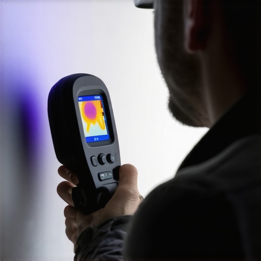 Termovizijska kamera u potrazi za curenjem Termovizijski snimak zida koji pokazuje hladno mesto gde curi voda