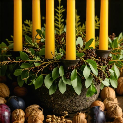 Tradicionalna dekoracija slavskog stola sa badnjakom i svećama Autentični DIY aranžman od hrastovih grana i sveća od pčelinjeg voska za slavu