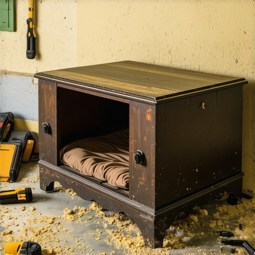Transformacija stare komode u krevet za psa Stara drvena komoda pretvorena u DIY krevet za ljubimca u radionici
