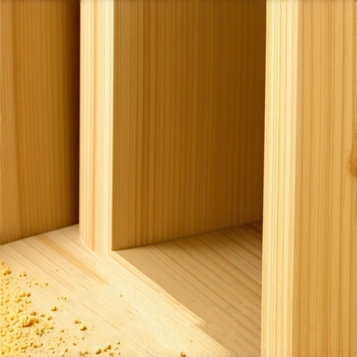 Proces spajanja drvene ugaone police biskvitnom spojnicom i lepkom u radionici