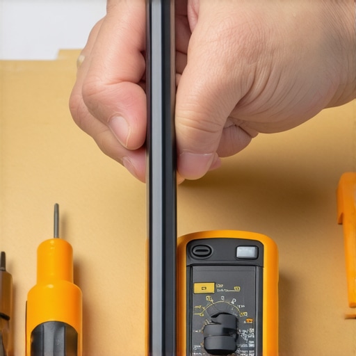 Ruka postavlja motor u metalnu cev roletne na radnom stolu