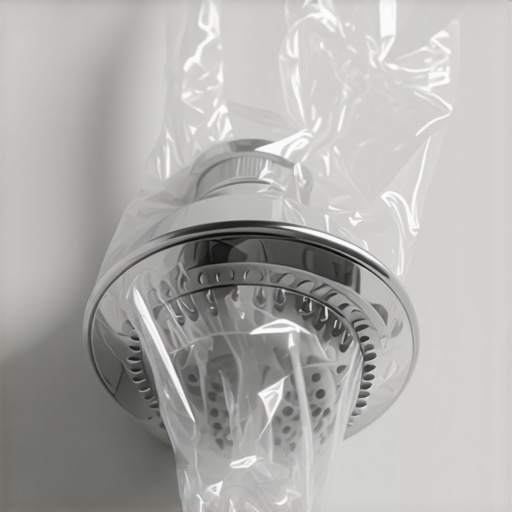 Postupak uklanjanja kamenca sa glave tuša sirćetom u kesi